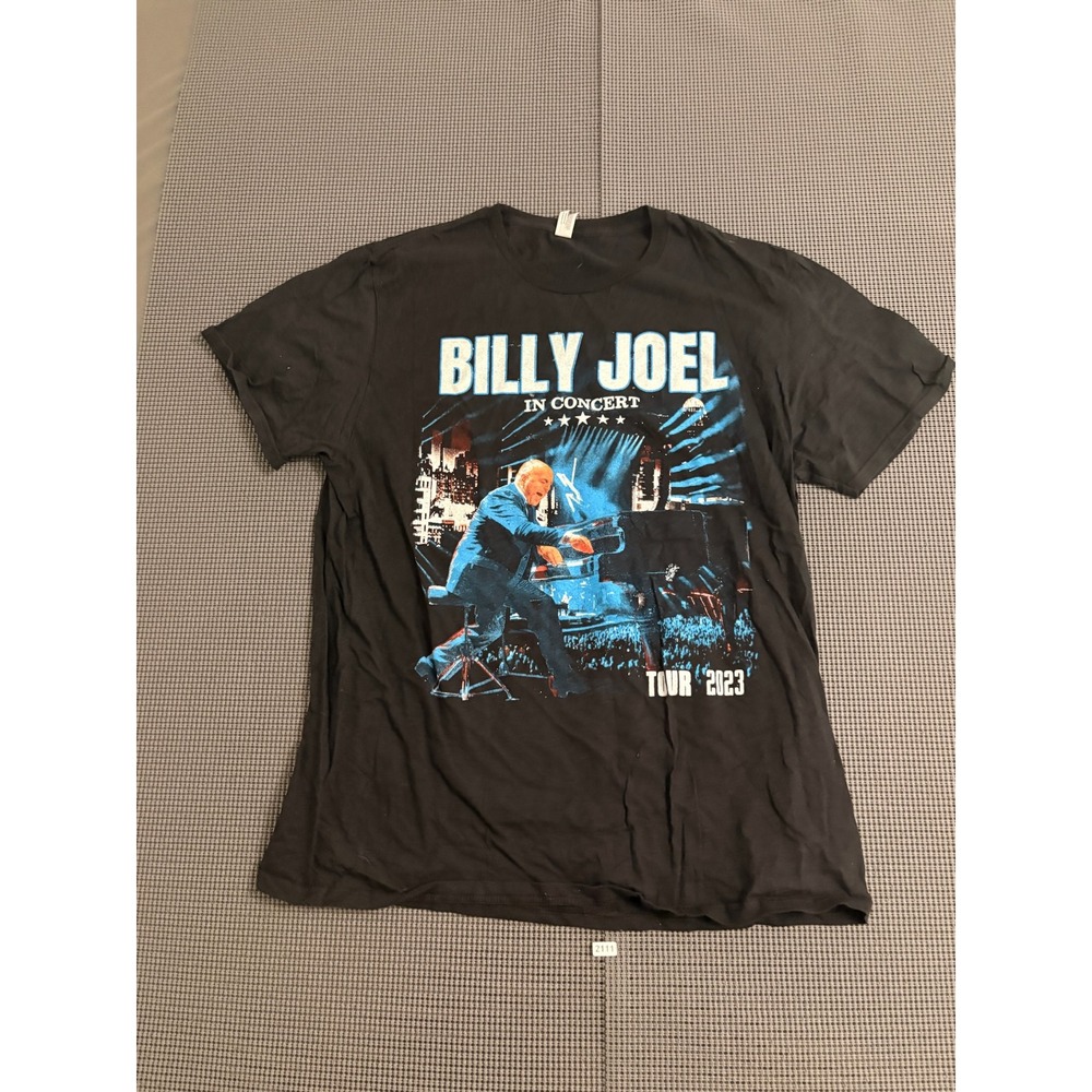 Billy Joel In Concert Tour 2023 Graphic T-Shirt Black Jerzees Mens Large